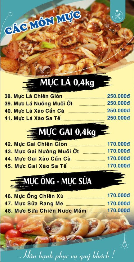 CÁC MÓN MỰC